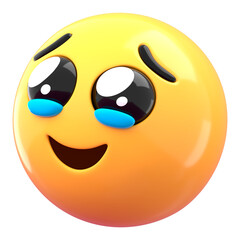 3D emoticon psd hold back tears face sticker, transparent background