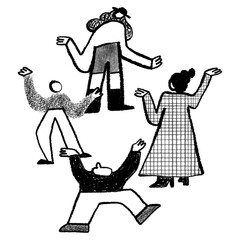 People dancing doodle png sticker, party graphic, transparent background © Rawpixel.com