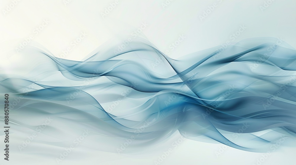 Poster abstract blue lines are flowing on white background, creating a sense of movement and fluidity. this