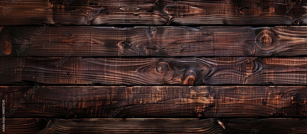 Aufkleber rustic dark brown wooden texture creating a long banner wood background with copy space image