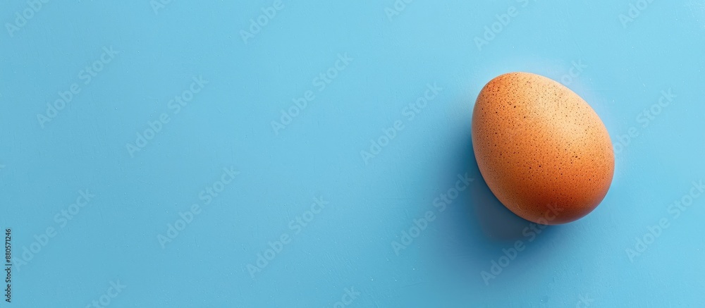 Poster Egg with brown shell placed on a vivid blue backdrop suitable for copy space image