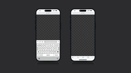 Smartphone Mock-up. Empty Web Browser with On-Screen Keyboard. Vector Illustration.