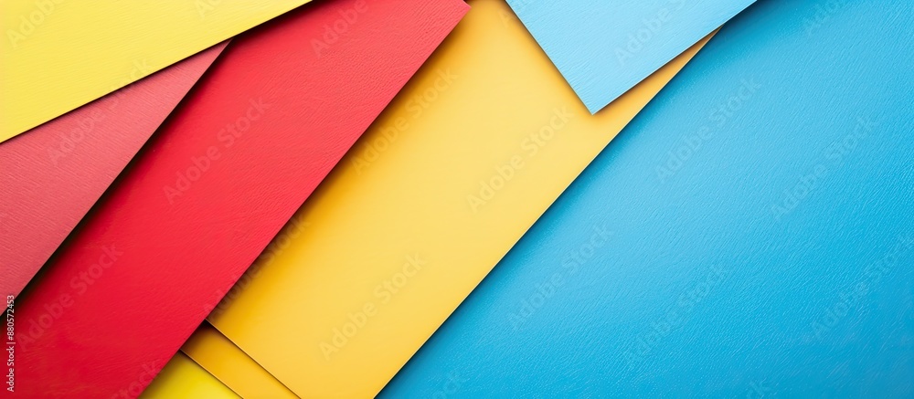 Aufkleber background of colored cardboards in shades of blue yellow and red with space for an image horizontal
