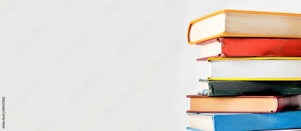 Aufkleber stack of books on white background providing copy space image