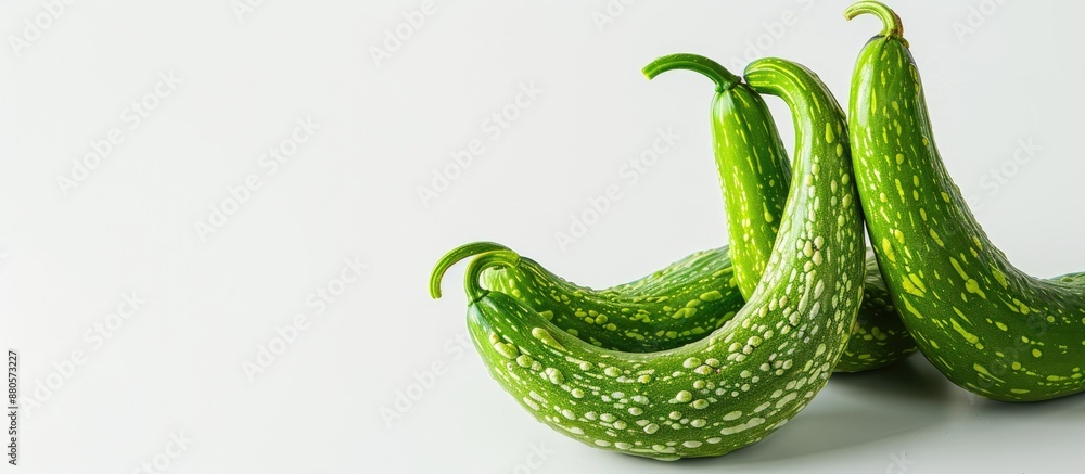 Poster Close up image of snake gourds Trichosanthes cucumerina isolated on white background with copy space image