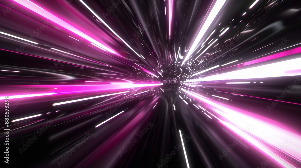 Aufkleber abstract background with neon lights flying in a tunnel, creating a time travel or wormhole effect. 