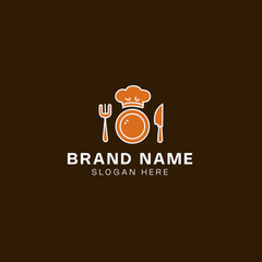A restaurant logo template with an editable stroke, presented as a vector illustration. This image features keywords such as restaurant logo, template, vector illustration, editable stroke, logo desig
