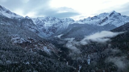 Aerial view of Partnachklamm ,a scenic location and nature attraction in Germany near Garmisch Paterkirchen