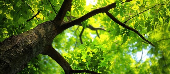 Lush green tree ideal as a backing for a copy space image