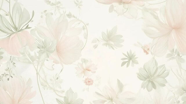 Aesthetic Wallpaper Delicate Floral Patterns in Soft Pinks and Greens with Minimalist and Elegant Design