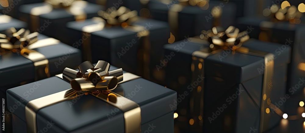 Poster gift boxes displayed with room for text or logos in the image. copy space available