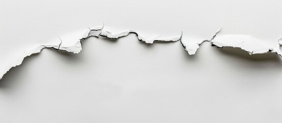 Close up image of a white paper with burnt edges set against a white background leaving copy space