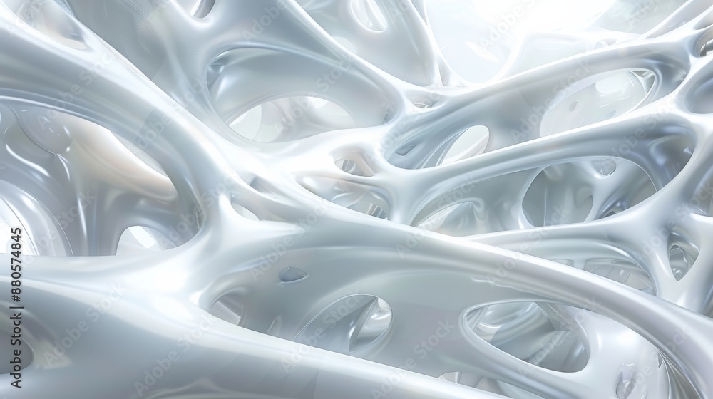 Poster abstract white architecture forming an organic shape with futuristic design and bright lighting. per