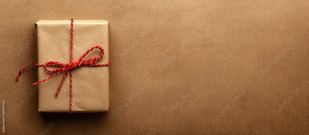Poster kraft brown cardboard background perfect for presents with space for adding images. copy space avail