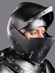 Medieval armor protection. Knight helm.