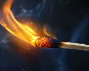Matchstick igniting symbolizes spark of larger event, significant moment of ignition and progression