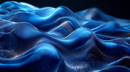 Obraz premium Abstract blue waves are flowing and sparkling, creating a beautiful and elegant background for luxury, technology or beauty concepts