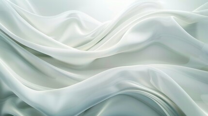 Obraz premium Elegant white silk or satin texture for wedding backgrounds, exuding sophistication and style with soft flowing waves and a bright, shiny material. Ideal for creating a romantic atmosphere