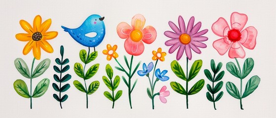 Handmade artistic bookmarks with funny doodles, cheerful crafting table, Watercolor, Creative and entertaining