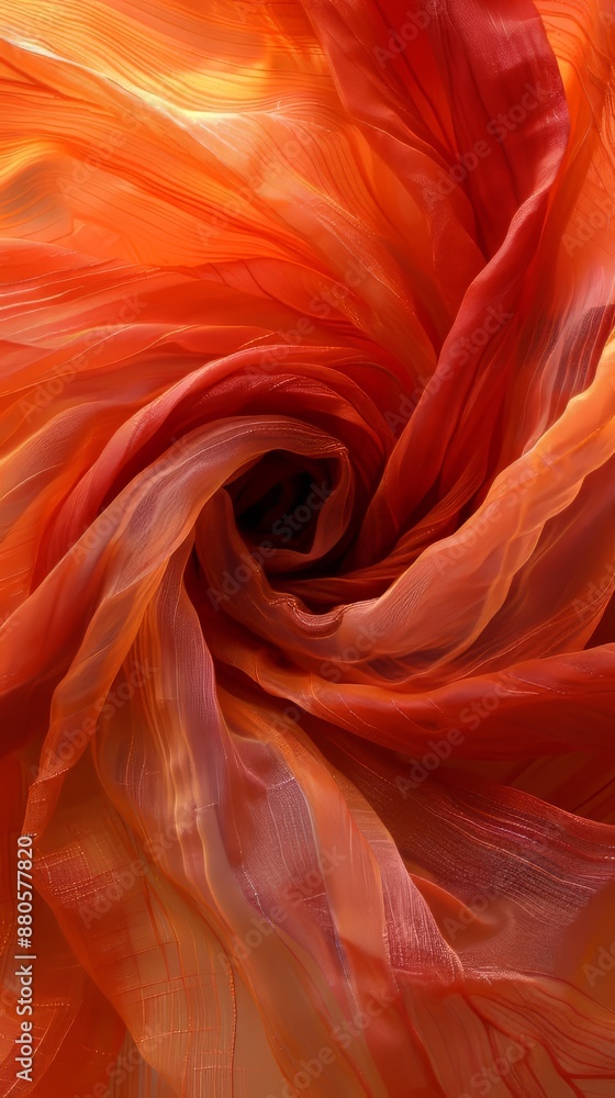 Poster elegant and flowing, this red silk fabric creates a mesmerizing swirl, showcasing its delicate textu