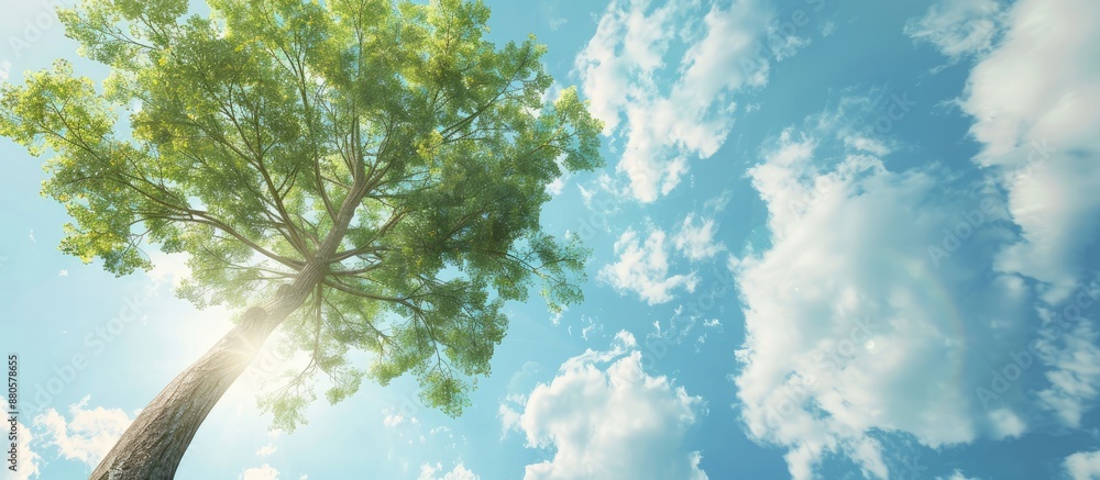 Poster ample room in the sky above a tall tree for a copy space image