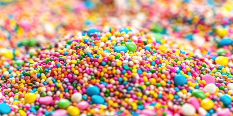 A colorful array of sprinkles on a table, perfect for decorating desserts or adding a pop of color to any setting
