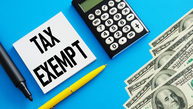 Tax exempt is shown as business and financial concept