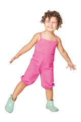 Girl in pink sleeveless jumpsuit mockup