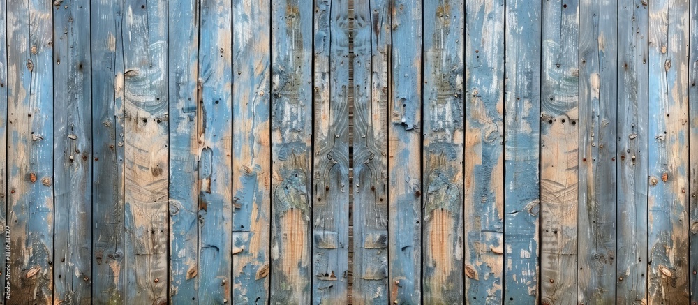 Aufkleber front view of an old weathered wooden wall displaying a retro vintage cracked texture with gaps betw