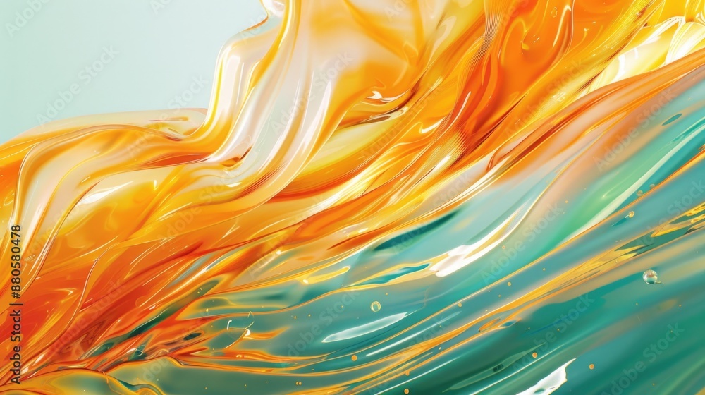 Aufkleber a close-up view of a vibrant and expressive liquid painting, ideal for use in art-related projects o