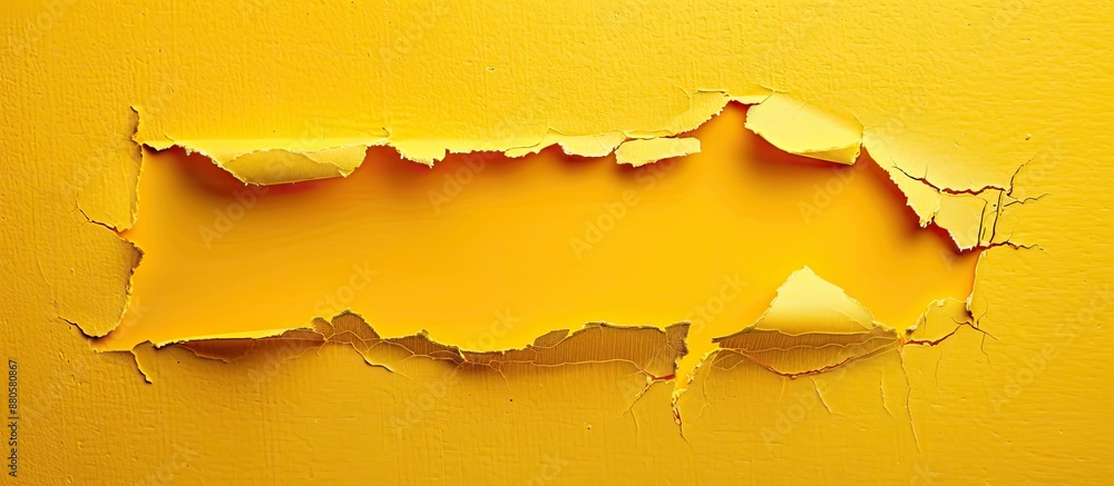 Aufkleber Yellow background with torn paper for text placement featuring a copy space image for mockup purposes