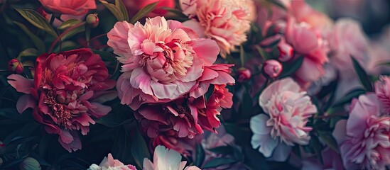 Peonies beautifully blooming flowers make an exquisite choice for a copy space image