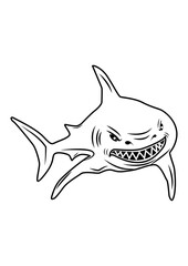 Great White Shark | Salt Water Fish | Wild Animal | Sea Animal | Fishing Outdoor | Marine Creature | Aquatic Animal | Sea Monster | Original Illustration | Vector and Clipart | Cutfile and Stencil