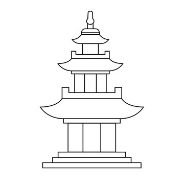 recommend clip art: A line drawing illustration of a traditional Asian pagoda 