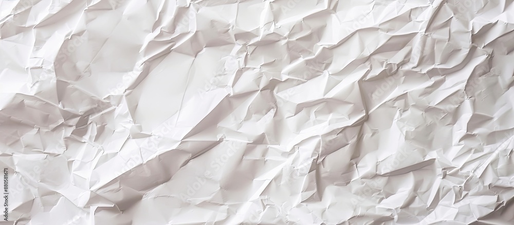 Poster Top view of a crumpled white paper with a textured surface leaving empty copy space image