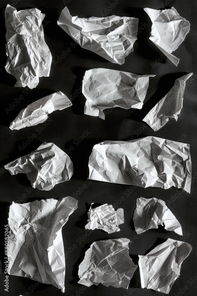 Aufkleber A close-up shot of various papers, notes and documents in disarray on a table