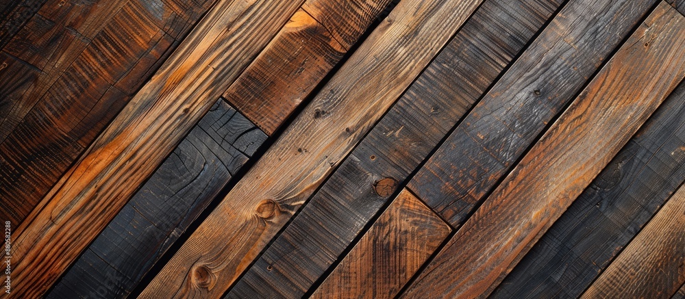 Poster textured old wooden boards arranged in a diagonal pattern perfect for a copy space image