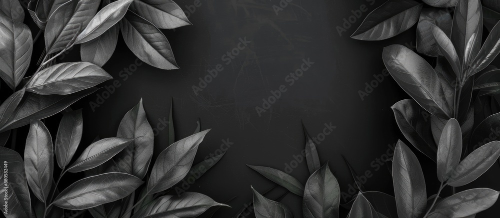 Poster copy space image featuring plant leaves on a monochromatic backdrop