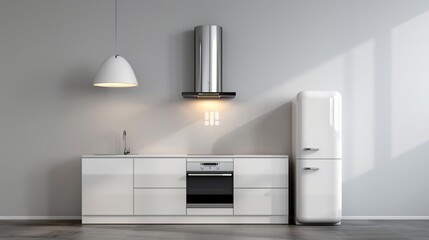 A sleek and modern kitchen with high-end appliances and minimalist cabinetry creating a functional and beautiful space for culinary creations Illustration, Image, , Minimalism,