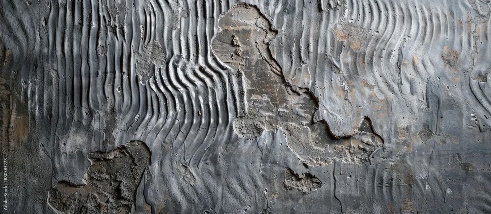 Poster concrete wall with intricate patterns on a grey textured backdrop creating an abstract copy space im
