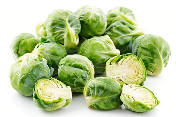 Fototapeta premium Fresh green brussels sprouts isolated on white background