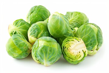 Fototapeta premium Fresh green brussels sprouts isolated on white background