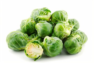 Fototapeta premium Fresh green brussels sprouts isolated on white background