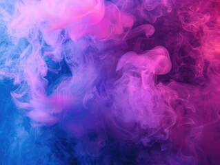 A close-up shot of pink and blue smoke swirling together, with a blurred background