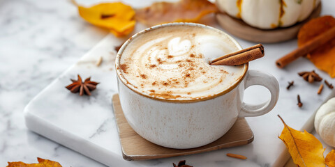 Expertly crafted pumpkin spice latte in a designer mug