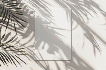 Tropical Leaf Shadows on White Canvas Background