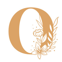 Letter O floral font typography png