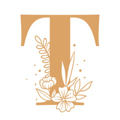 Letter T script png floral alphabet