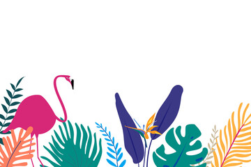 Obraz premium Flamingo botanical png border clip art, tropical graphic element on transparent background