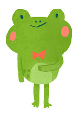 Watercolor frog with a red bow tie transparent png
